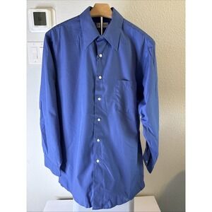 Van Heusen Men's Button Up Dress Shirt Blue Size L 16 32/33